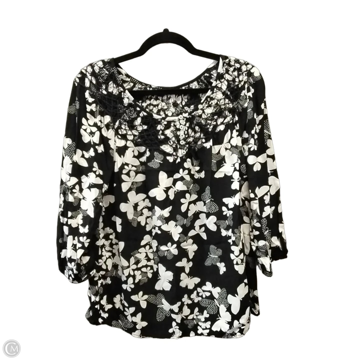 Top Long Sleeve By Talbots In Black & White, Size: Mp