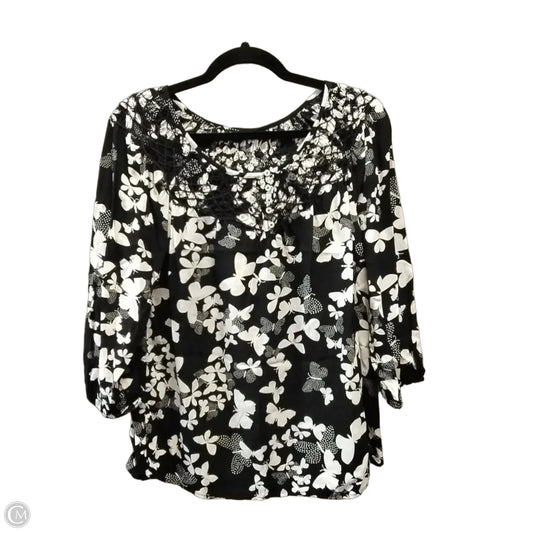 Top Long Sleeve By Talbots In Black & White, Size: Mp