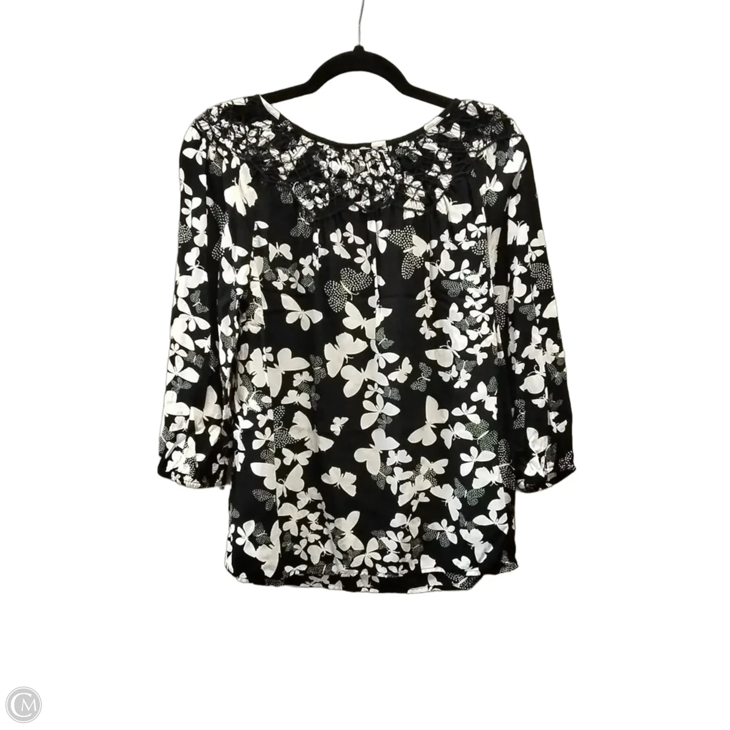 Top Long Sleeve By Talbots In Black & White, Size: Mp