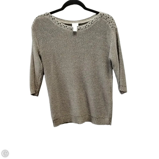 Sweater Short Sleeve By Chicos In Grey, Size: S