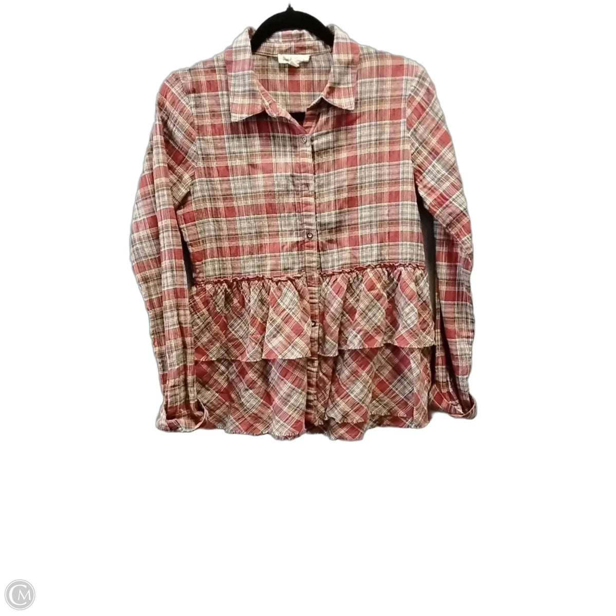 Top Long Sleeve By Hem & Thread In Plaid Pattern, Size: S