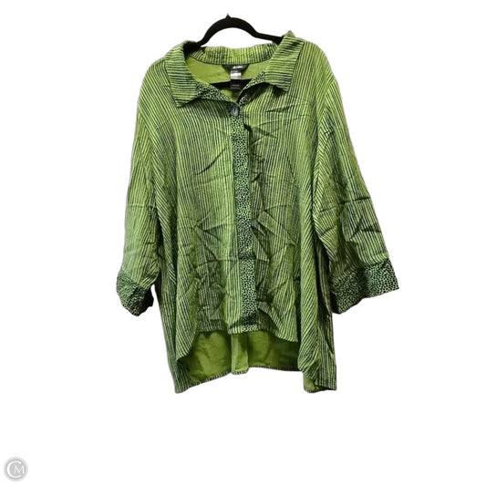 Blouse Long Sleeve By Ali Miles In Green, Size: 3x