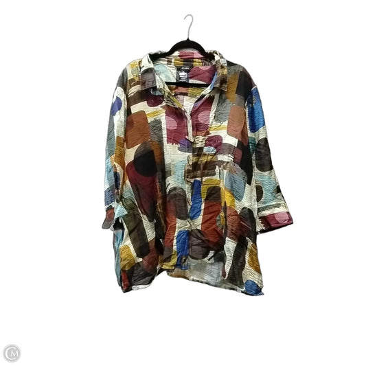 Blouse Long Sleeve By Ali Miles In Multi-colored, Size: 2x