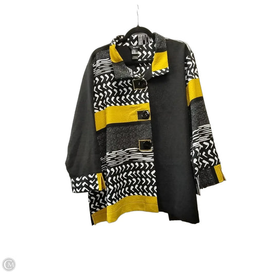 Blouse Long Sleeve By Ali Miles In Black & Yellow, Size: 3x