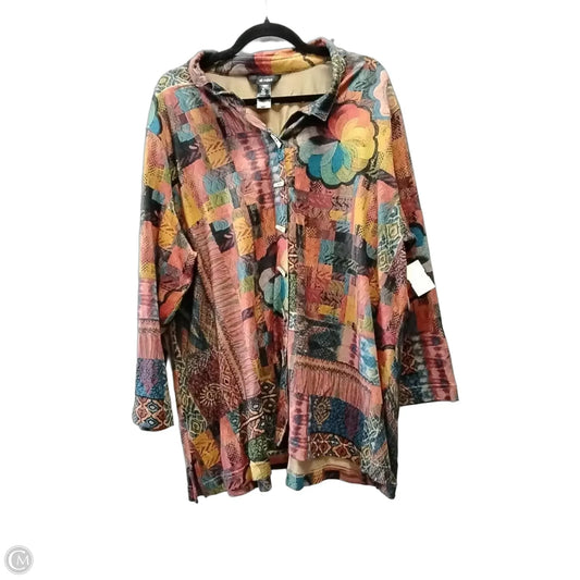 Blouse Long Sleeve By Ali Miles In Multi-colored, Size: 2x