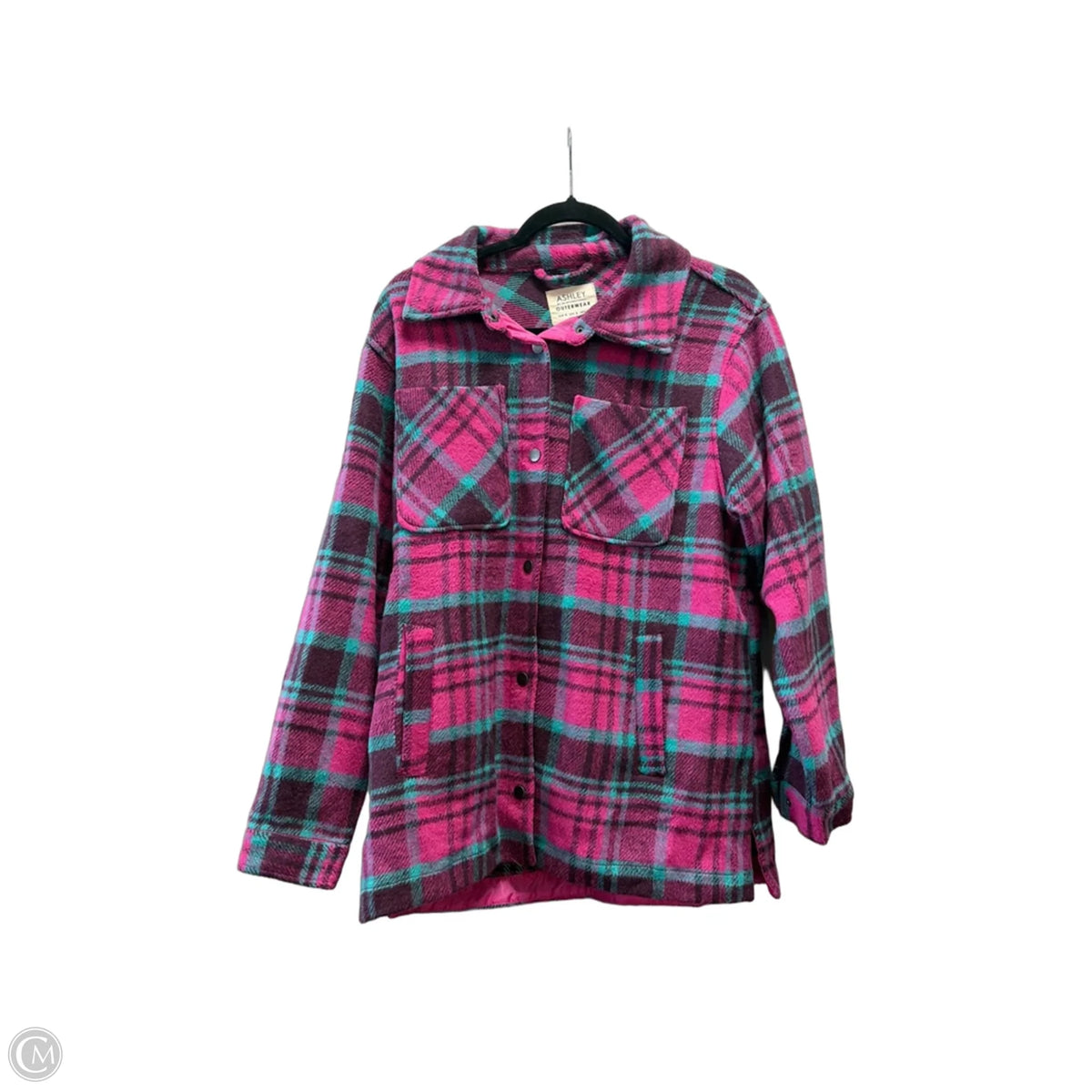 Jacket Shirt By Ashley In Plaid Pattern, Size: S