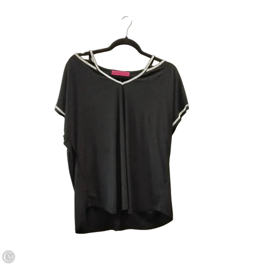 Blouse Short Sleeve By Love Scarlett In Black & Silver, Size: Xl