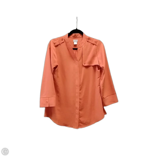 Blouse Long Sleeve By Chicos In Orange, Size: S