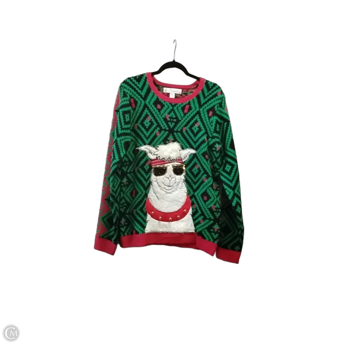 Sweater By Cme In Green & Red, Size: M