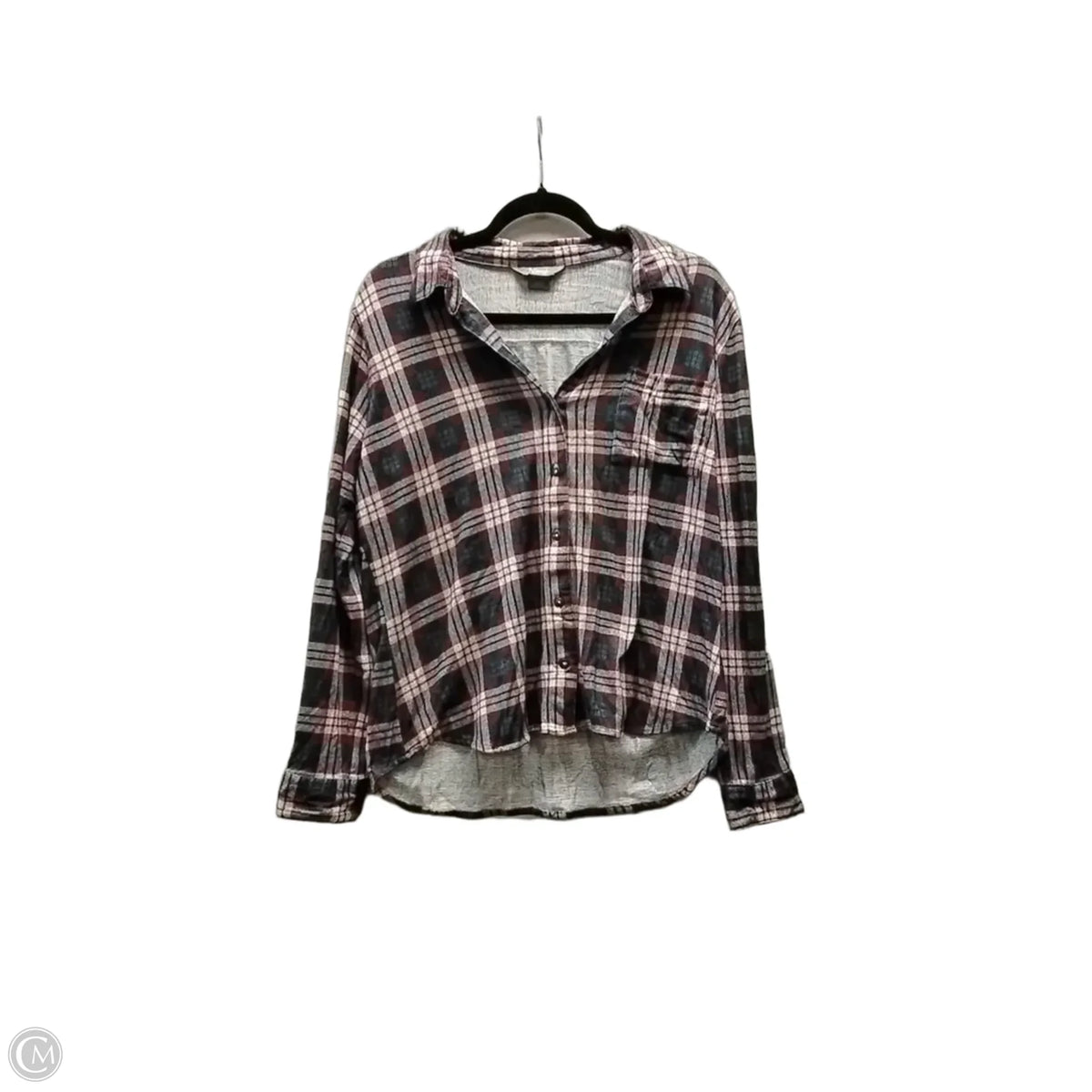 Top Long Sleeve By Natural Reflections In Plaid Pattern, Size: L