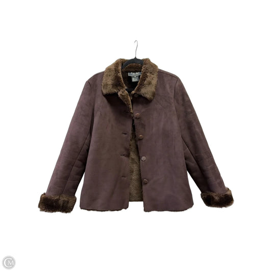 Coat Faux Fur & Sherpa By Fuda In Brown, Size: M