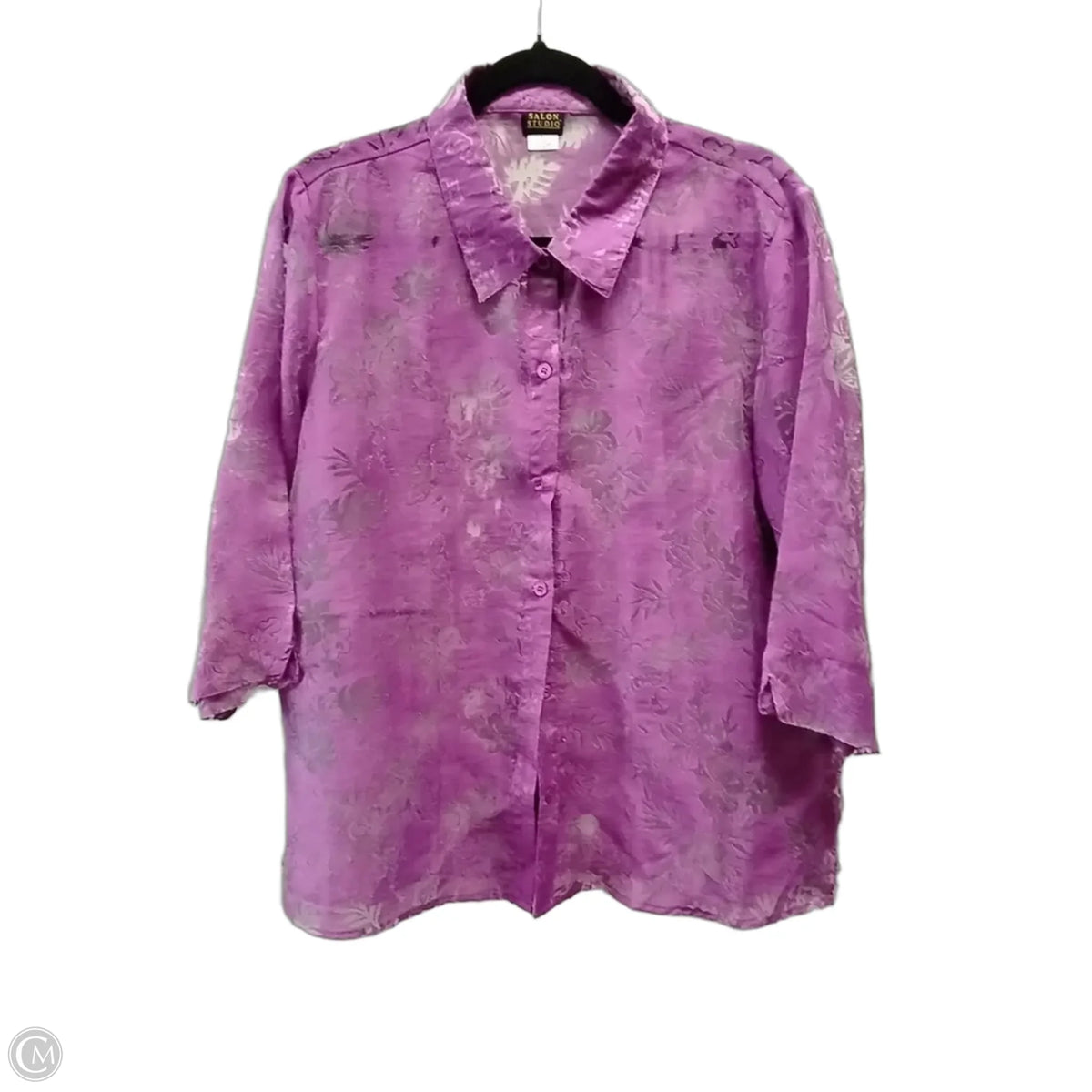 Blouse Long Sleeve By Cme In Purple, Size: L