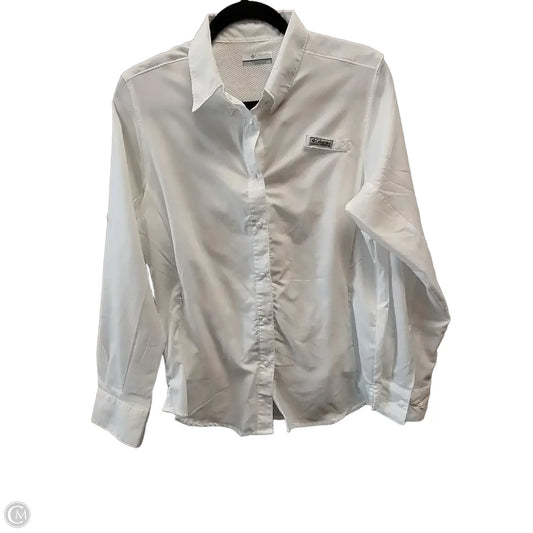 Athletic Top Long Sleeve Collar By Columbia In White, Size: L