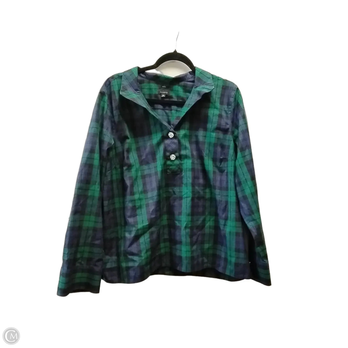 Top Long Sleeve By Talbots In Plaid Pattern, Size: Xl