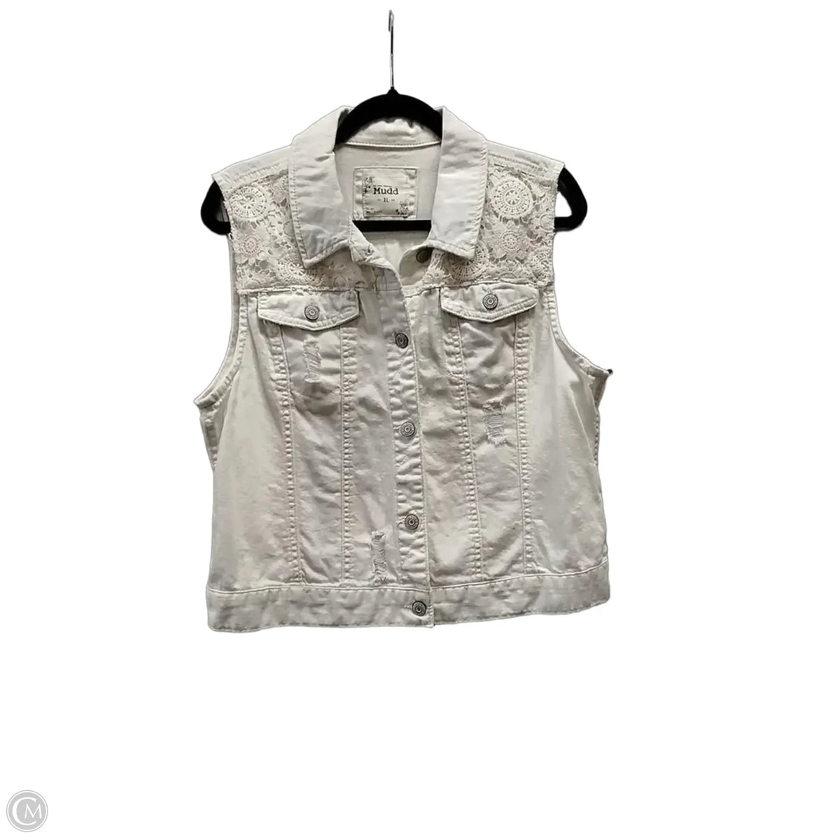 Vest Other By Mudd In White Denim, Size: Xl