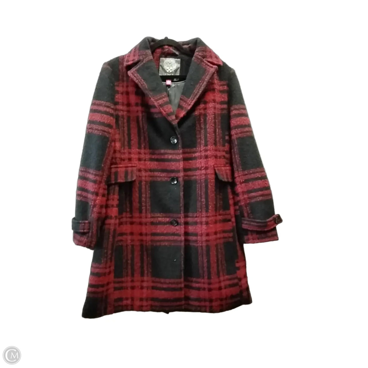 Coat Peacoat By Vince Camuto In Plaid Pattern, Size: M