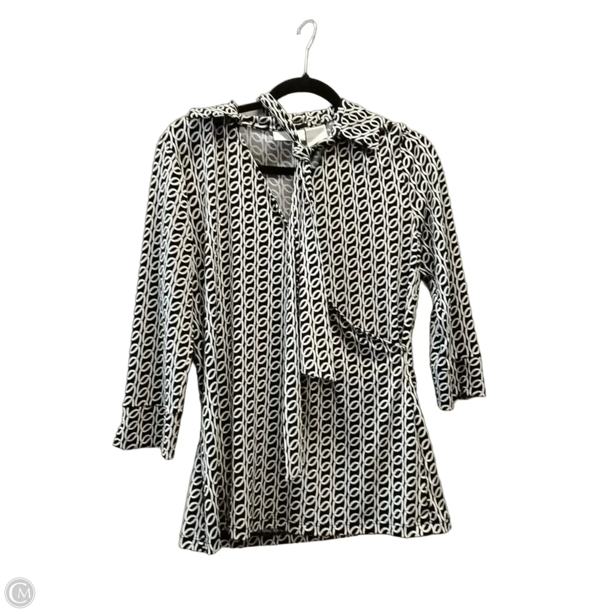 Top Long Sleeve By Worthington In Black & Grey, Size: M
