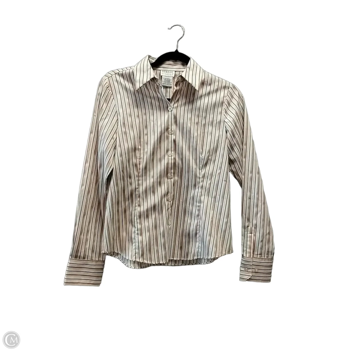 Blouse Long Sleeve By George In Striped Pattern, Size: Xs