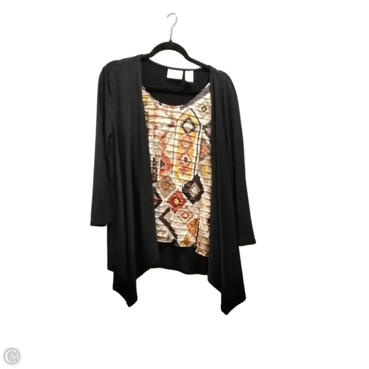 Top Long Sleeve By Alfred Dunner In Black & Orange, Size: L