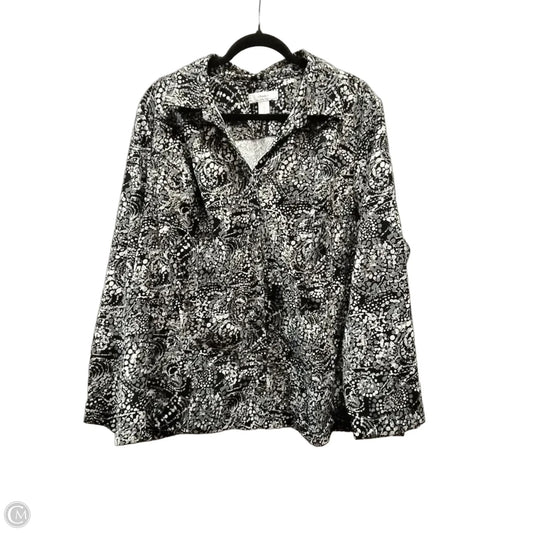 Blouse Long Sleeve By Cj Banks In Black & Grey, Size: 3x