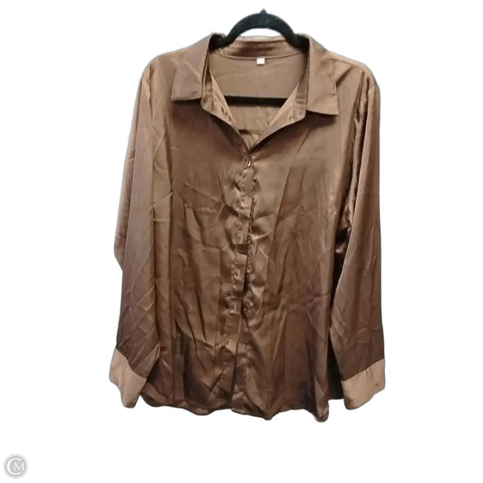 Blouse Long Sleeve By Cme In Brown, Size: 2x