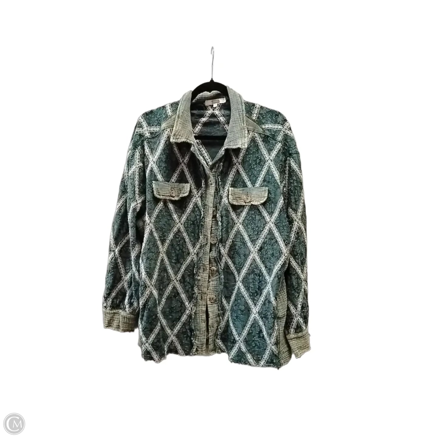 Jacket Shirt By Gimmicks In Green, Size: L