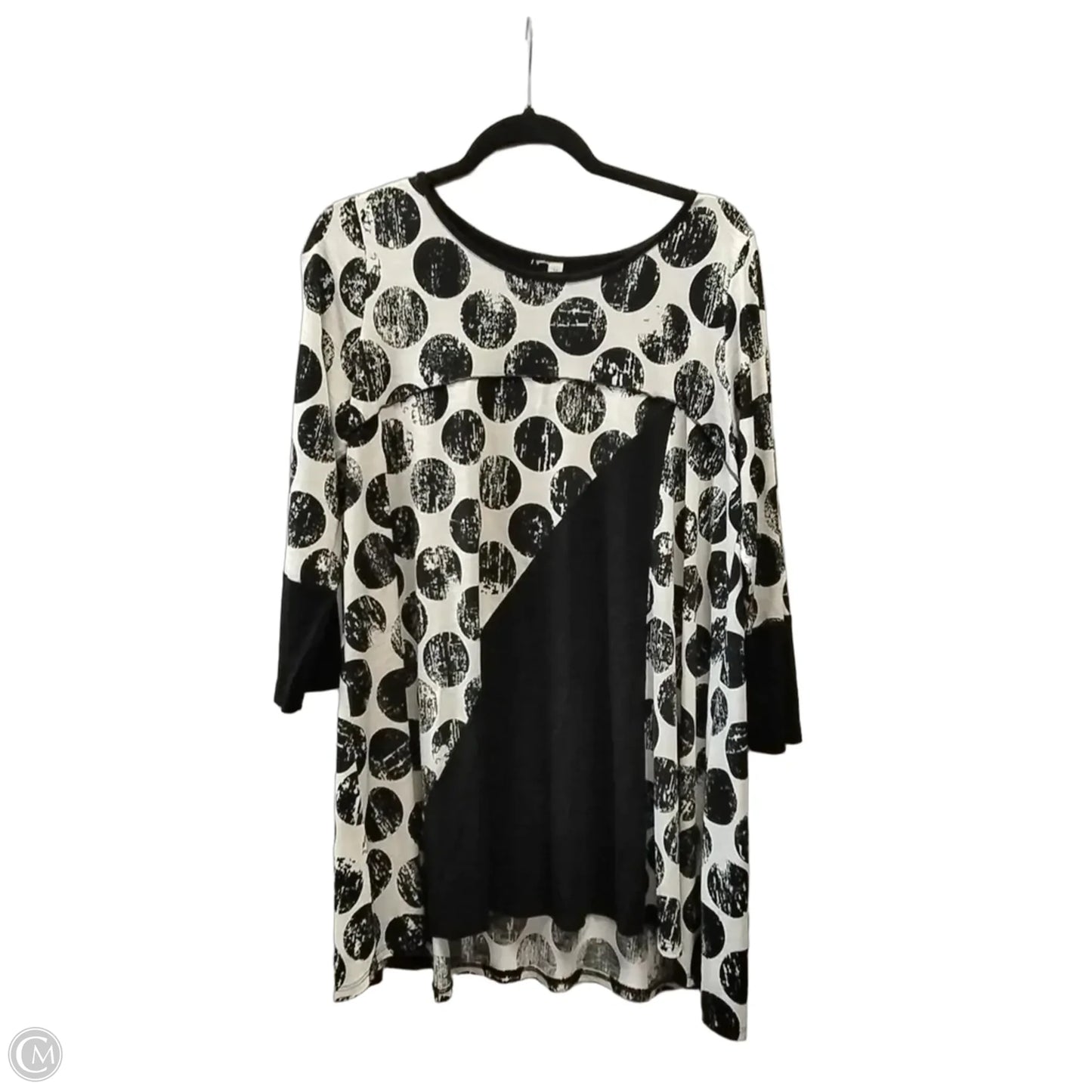 Top 3/4 Sleeve By Cme In Black & Cream, Size: M