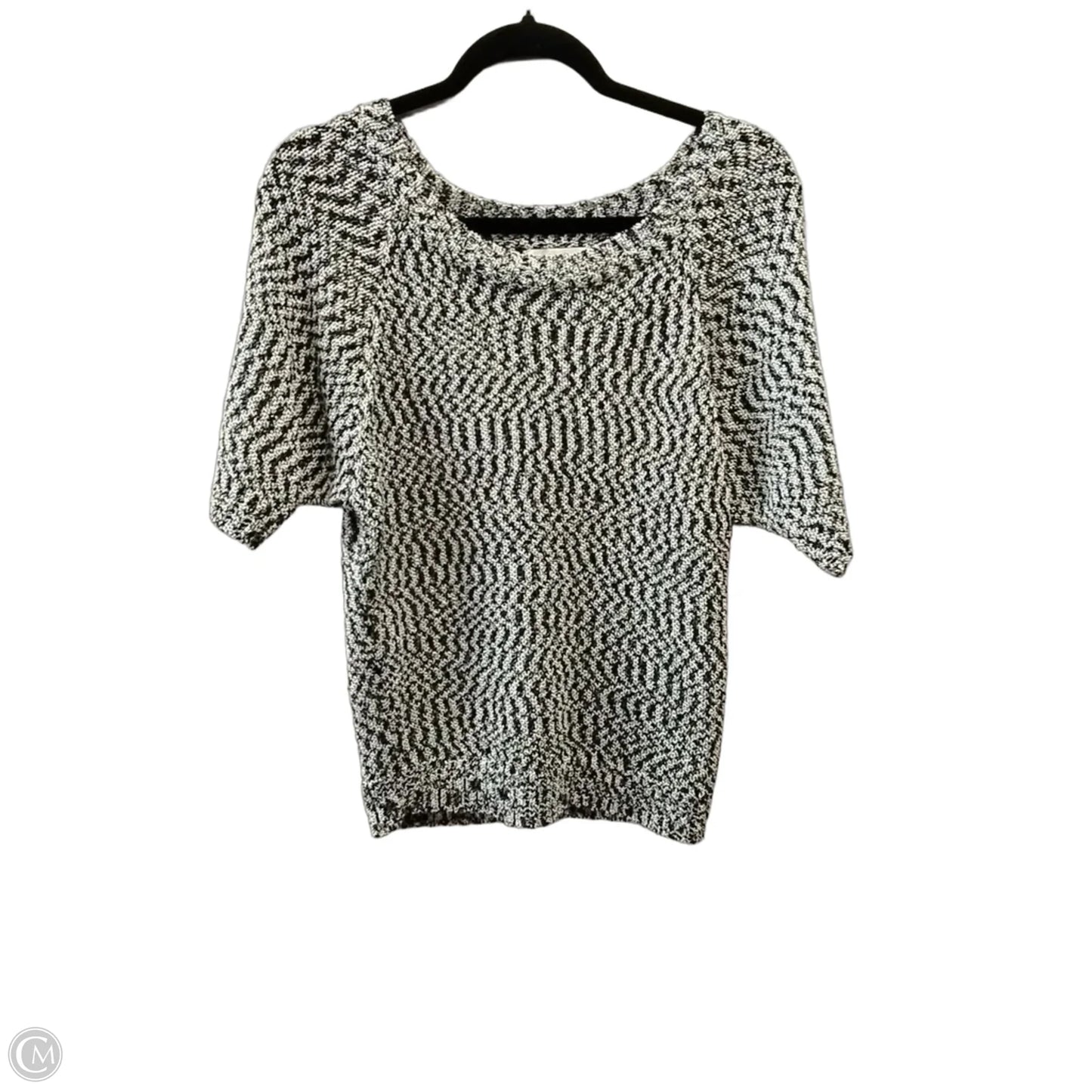 Sweater Short Sleeve By Loft In Black & White, Size: S