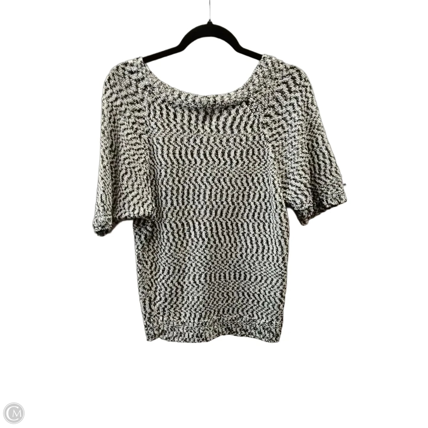 Sweater Short Sleeve By Loft In Black & White, Size: S