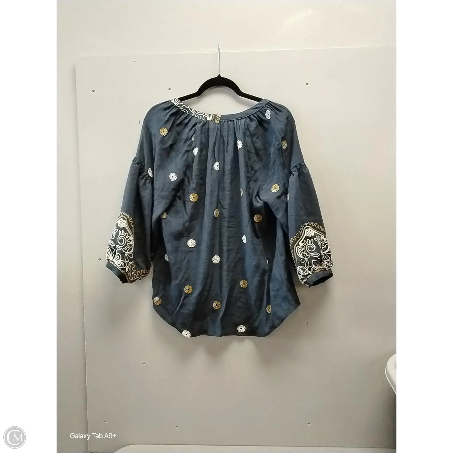 Blouse 3/4 Sleeve By Figuero & Flower In Blue & White, Size: M
