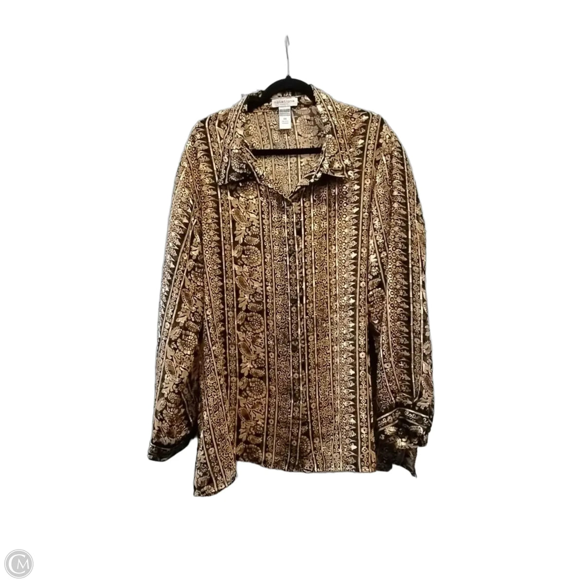 Blouse Long Sleeve By Notations In Black & Gold, Size: 3x