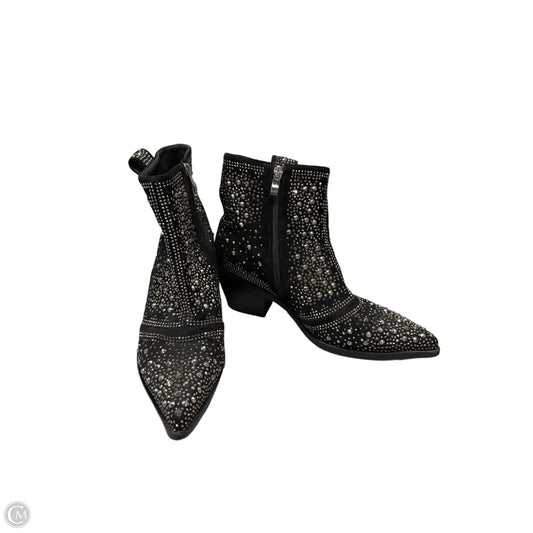 Boots Ankle Heels By Cme In Black & Silver, Size: 10