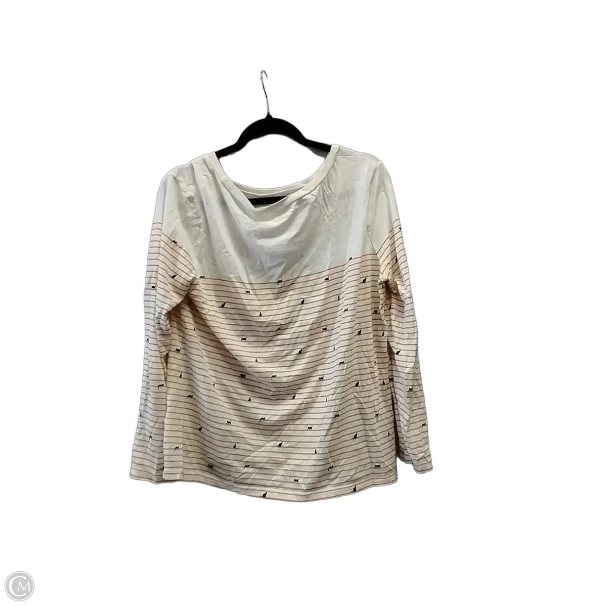 Top Long Sleeve By Loft In Orange & White, Size: L