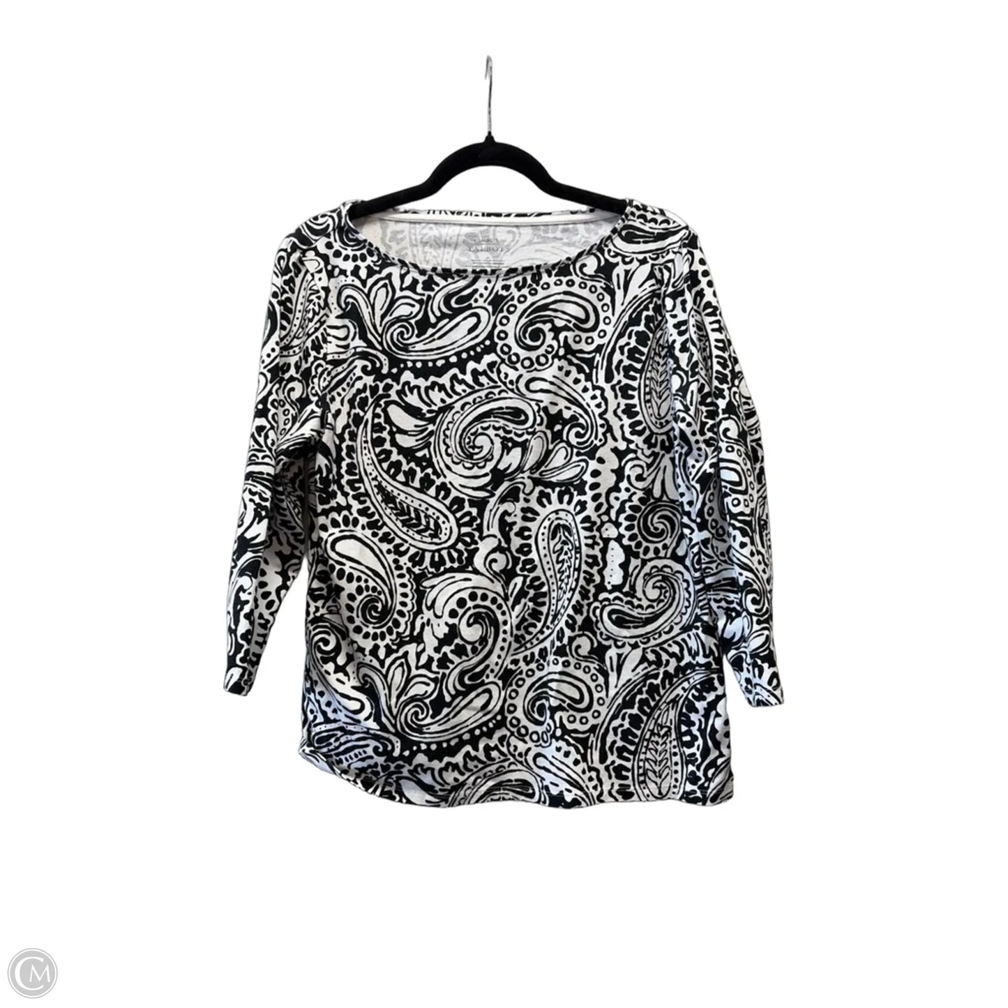 Top Long Sleeve By Talbots In Black & White, Size: L