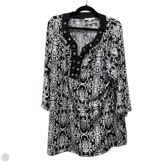 Top Long Sleeve By Jm Collections In Black & White, Size: 2x