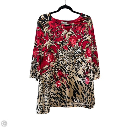 Top Long Sleeve By Jm Collections In Red, Size: Xl