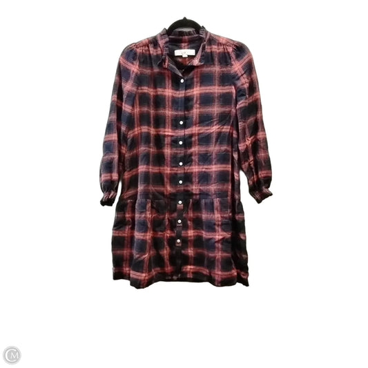 Dress Casual Midi By Loft In Plaid Pattern, Size: Xsp